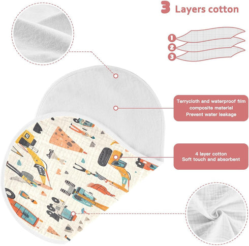 YETTASBIN Cartoon Car Muslin Baby Burp Cloth, Super Soft Absorbent Cotton Burp Rag Baby Bibs Feeding Cloth for Newborn