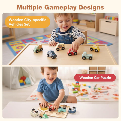 Set 1-3 1+ 1st Wooden Cars Vehicle for Toddlers Cars Toy for Toddlers Montessori Toys for Year Old Educational Birthday
