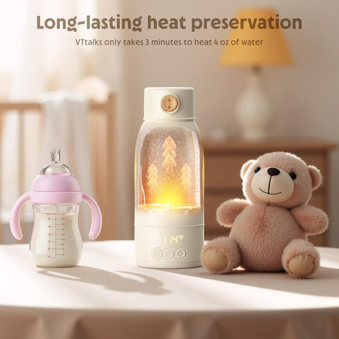 17.5 OZ Portable Bottle Warmer for Travel, Large Capacity Baby Milk Warmer for Breast Formula and Water with Fast