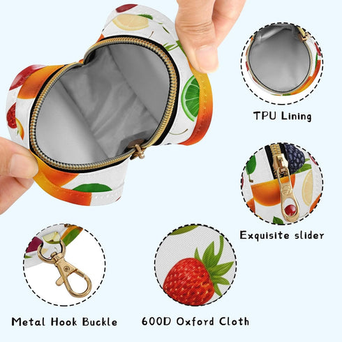 Fruit Round Pacifier Storage Case with Zipper, Portable Pacifier Case for Travel, Diaper Bag & Purse, Pacifier