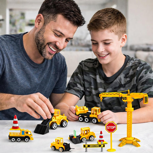 25Pcs Bulldozer HERCOCCI Construction Cake Topper, Excavator Tower Cupcake Topper Backhoe Traffic Road Sign Cake Decor