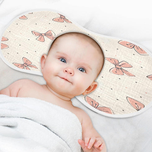 YETTASBIN Light Pink Bow Muslin Baby Burp Cloth, Super Soft Absorbent Cotton Burp Rag Baby Bibs Feeding Cloth