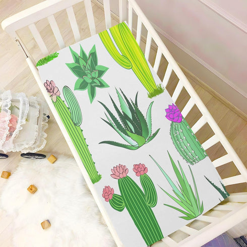 YETTASBIN 27 39 Cacti Succulents Fitted Crib Sheet for Baby Boys Girls, Extra Soft Breathable Nursery Bedding Sheet