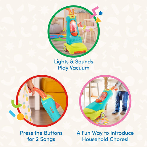 2 2+ Battat Musical Vacuum Cleaner Lights & Sounds with Songs Pretend Play Chores & Activities Clean n' Sing Years