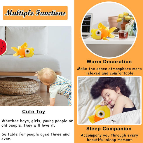 Fish Stuffed Animal, 13.78" Yellow Goldfish Plush Cute Toy Gifts for Kids Adults