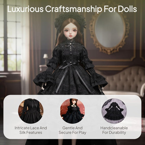 Fenteer Elegant Black Princess Lolita Dress for BJD SD Dolls