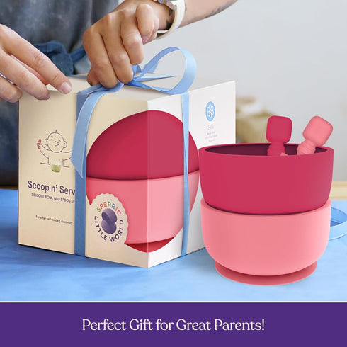Suction Bowl with Lids and Spoons, Extra Strong Baby Feeding Essentials, BPA Free Silicone Baby Bowls for Infants &