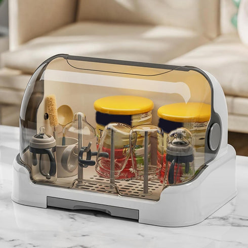 Bavokon Baby Bottle Storage Box - Dustproof Baby Bottle Drying Rack with Removable Drip Tray, Babys Bottles Stand