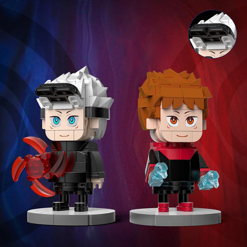 Jujutsu Kaisen Action Figure Building Toy Set - Satoru Gojo & Yuji Itadori (460+ Pcs) Compatible with Lego Brickheadz