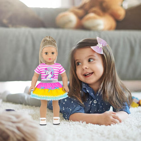 18 Inch 2 Set 18 Inch 7 ECORELF Amercian Doll Clothes, Girl Doll Clothes and Accessories for Dolls Pcs Include Dress