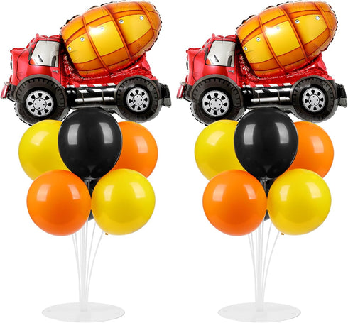 Construction Party Balloons Stand Kit 2 Sets with 2 Construction Truck Foil