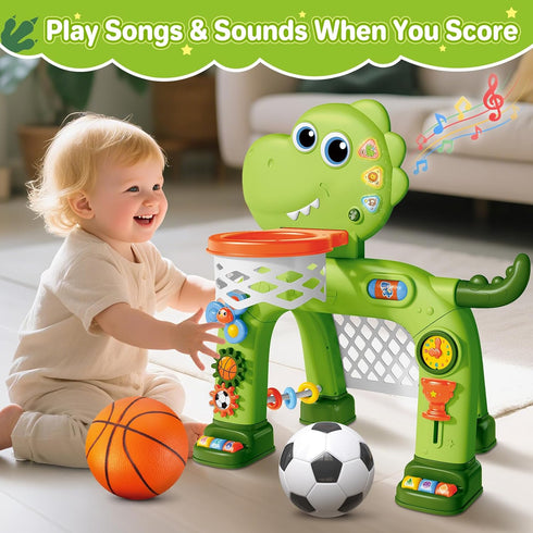 1 1-3 1 AuroTops Toddler Basketball Hoop & Soccer Goal Toy,Dinosaur Toys with Light & Music,Musical Toys for Year Old