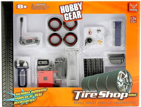 Phoenix Toys Set 1/24 Repair Tire Shop Accessories Tool for Scale Models by