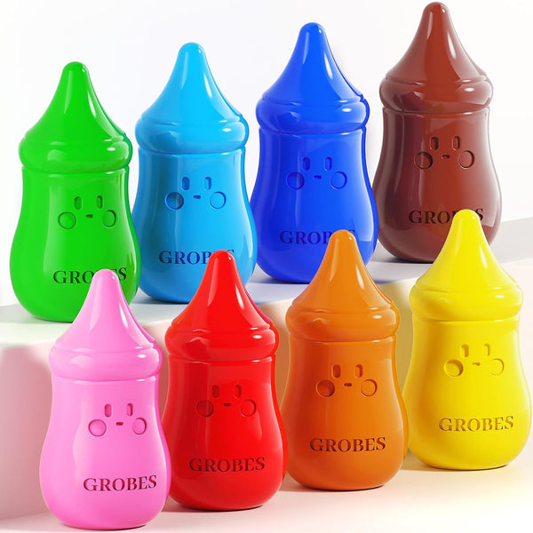 YSNYSN 8 Colors Baby Crayons for Toddlers 1-3, Non-Toxic Washable Jumbo Silky Crayons