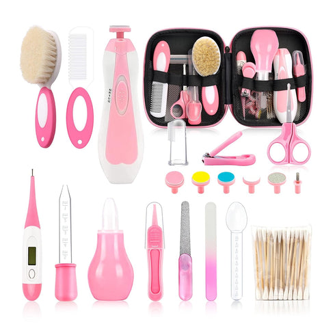 Infant Grooming Essentials: Electric Safety Nail Trimmer, Nasal Aspirator, Hair Brush, Comb,