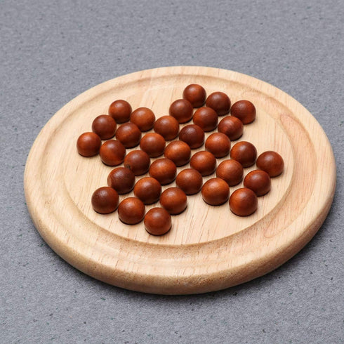 TOYANDONA Wooden Solitaire Game - Strategy Chess Board with Marbles for Students, Adults, and Children