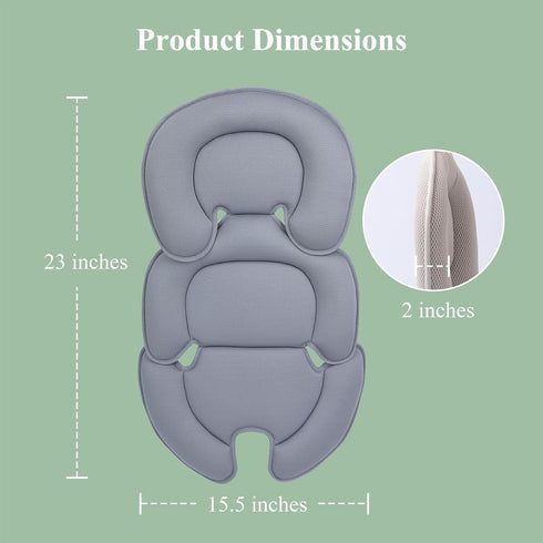 Infant Car Seat Insert Cushion Pad - Soft Head and Body Supports for Babies, Suitable for Car Seats and Strollers (Grey)