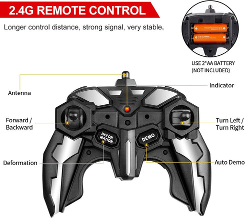Transform RC Cars for Boys 4-12 - 2.4Ghz 1:18 Scale Remote Control Car Transforming Robot Toy Gifts for Boys 3-5, White