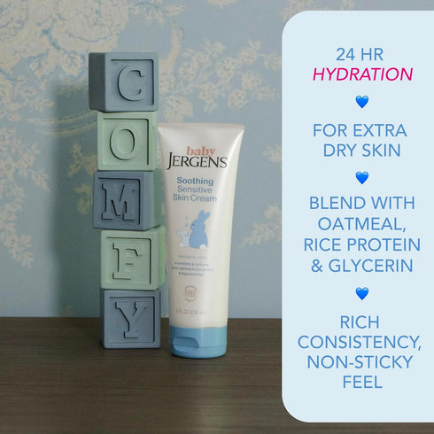8 Oz Jergens Baby Soothing Sensitive Skin Cream, Cream for Infant Dry Skin, Baby Cream for Dry Skin