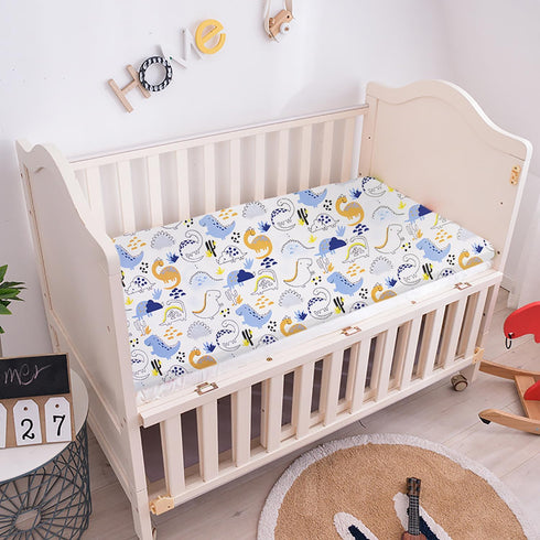 2 Pack Crib Sheets 52in x 28in | 100% Soft Breathable Cotton for Standard Crib and Toddler Mattresses, Truck/Dinosaur