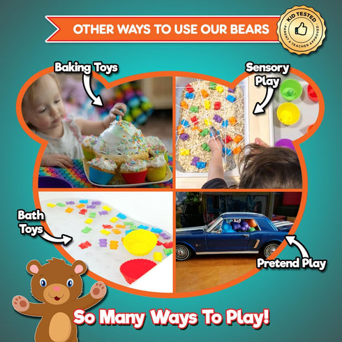 Counting Set 60 2 Deluxe & Sorting Bears Game - Montessori Fine Motor Learning Jumbo Toys with Stacking Cups, Preschool