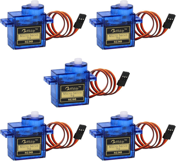 Beffkkip RC Servo 5Pcs SG90 9g Micro Servos for RC Robot Helicopter Airplane