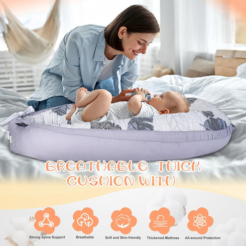 Infant Support Cushions | Baby Lounger | Organic Cotton Infant Lounger | Reversible, Adjustable & Portable Floor