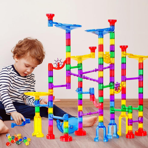 Meland Marble Run - 132Pcs Marble Maze Game Building Toy for Kids, Marble Track Race Set & STEM Learning Toys for Ages