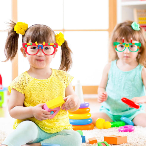 15 PCS Building Blocks Party Favors - DIY Creative Glasses for Kids Birthday Carnival Party Games Decorations