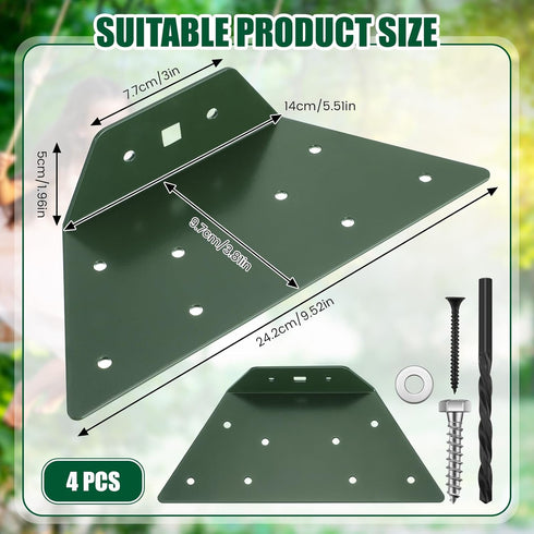 4 Pcs A Frame Bracket for Swing Set, Wooden Swing Accessories with Tools Hardware for Playground Support (Green)
