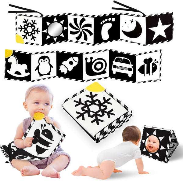Baobrava High Contrast Baby Toys, Black and White Newborn Toys for Brain