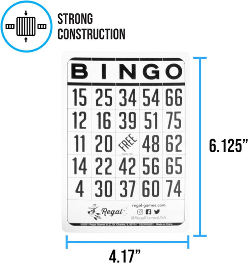 Regal Bingo - Classic Bingo Cards, 200 Count, 6.125” x 4.17” Cardstock, White