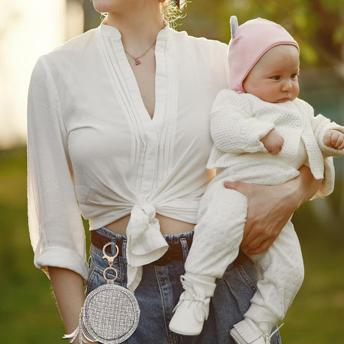 Holibanna Portable Pu Bag Pouch with Clip Versatile Zippered Case for Pacifiers Keys Stylish Travel Organizer