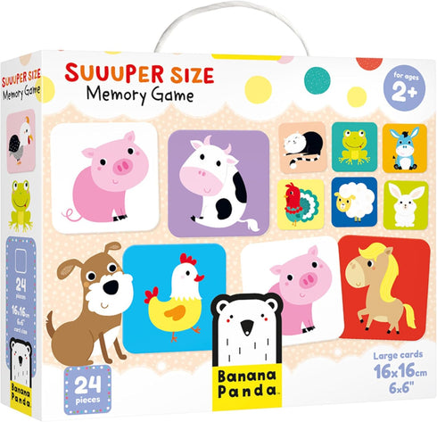 Suuuper Size Memory Matching Kids Game by Banana Panda - 24 Extra-Large 6” x 6” Cards for Ages 2-4