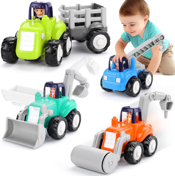 ORWINE Inertia Trucks Toy Cars, Early Educational Baby Boy Toys 18 Months, Push