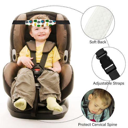 ZHOMA 3 Pcs Baby Head Support for Car Seat, Adjustable Band Strap for Stroller, Soft Neck Relief Slumber Sling