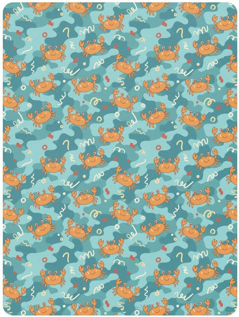 Jynexis 52x28 Crabs Underwater Blue Print Baby Crib Sheets, Cotton Fitted Crib Sheet, Soft Breathable, Fits Standard