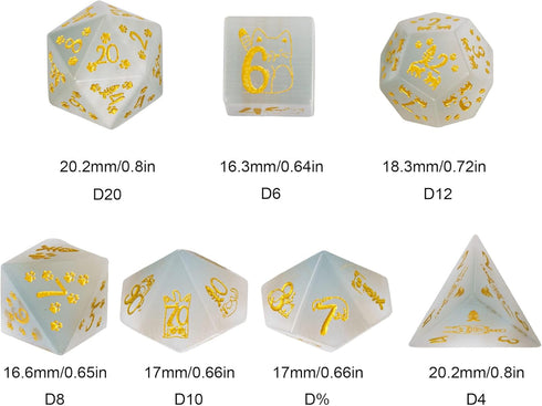 UDIXI Gemstone Dice Set | 7PCS Stone DND Dice with Gift Case for Dungeons and Dragons & MTG