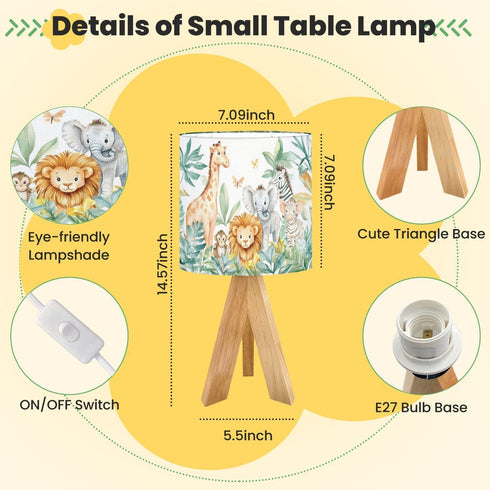 JCFANGALLERY Cute Kids Bedside Desk Table Lamp Watercolor Jungle Animal Forest Lion Monkey Giraffe Zebra Lion Cub