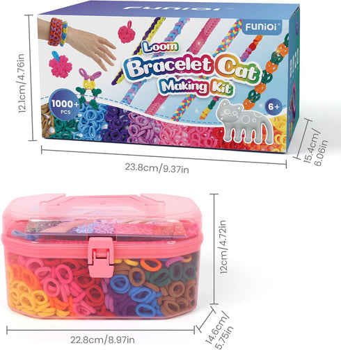 1000+ 7-12 FUNiOi Kids Art and Craft Kit, Rubber Band Bracelet Make Toy, Cat Weaving Comb, Colorful Hair Ties, DIY