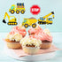 PAVATUTAT 24 PCS Construction Cupcake Toppers Stop Sign Dump Truck Excavator Tractor Party Cake Food Picks Decorations