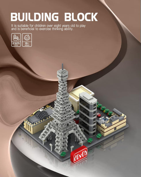 Set, 2324 Bricks,3D dOvOb Architecture Paris Skyline Micro Mini Blocks Building Pieces Puzzle Collection Model Kit
