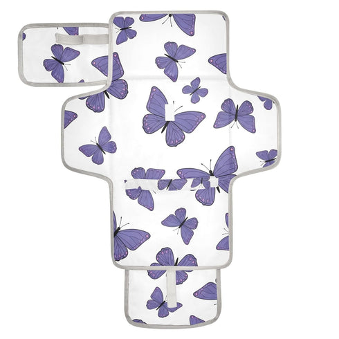Grkkuti Purple Butterfly Portable Diaper Changing Pad Foldable Compact Diaper Changing Mat with
