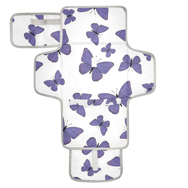 Grkkuti Purple Butterfly Portable Diaper Changing Pad Foldable Compact Diaper Changing Mat with