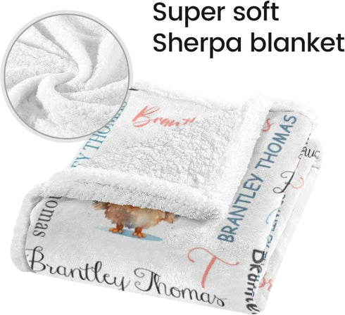 Novusopt Customized Owl Baby Blanket with Name Sherpa Blanket Personalized Owl Nursery Baby Blankets for Boys Girls
