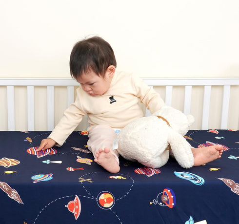 2 Pack Girls,28x52x9in PHF Soft Space Crib Sheet Fitted, Silky Comfy Breathable Polyester Baby Sheets for Boys Fits