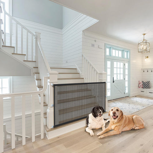Dog Gate Indoor Pet Gates for Stairs: Dogs Screen Mesh Gate for The House Magic Gate for Kitchen Doorways Hallway Stairways Safety Porch Yard 30 inch Tall, 60 inch Wide