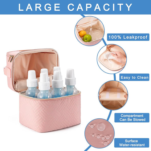 Docami Pack 6 9 Breastmilk Cooler Bag with Ice & Mat Fit Bottles Up to Ounce, Breast Milk Pump Cooler Bag for Moms