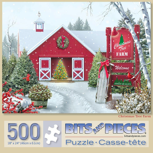 Bits and Pieces 500 Piece Jigsaw Puzzle - Christmas Tree Farm by Artist Alan Giana