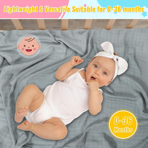 Sublaga 3Pcs 47x47 3Pcs 20x10 Baby Muslin Swaddle Blankets for Boys Girls + Muslin Baby Burp Cloths, Baby Swaddle